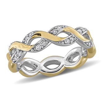 Mimi & Max Created Forever 1/6ct TW Lab-Grown Diamond Infinity Eternity Ring Two-Tone Sterling Silver