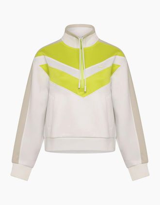 Lacoste Womens Colour-Block 1/4 Zip Sweatshirt - White - Size: 14