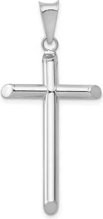 Diamond2Deal 14k White Gold Polished Tube Cross Pendant