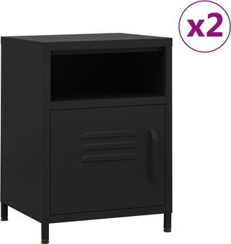 vidaXL Mesitas De Noche 2 Uds Negro Acero 35x35x51 Cm Vidaxl