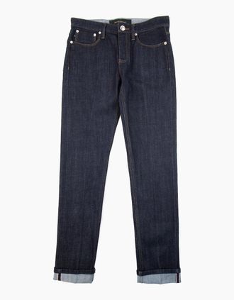 Emporio Armani Mens Emporio Armani J75 Slim-fit Dark-blue Selvedge Comfort Denim Jea Denim - Size: W31-L32