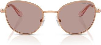 Swarovski 54mm Round Sunglasses in Rose Gold /Light Purple Brown at Nordstrom