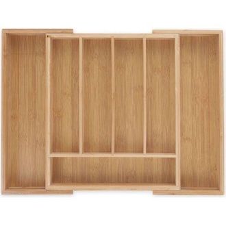OEM Bandeja Para Cubiertos De Bamb&uacute;, De 5 A 7 Compartimentos, Ancho De 31,5 A 49 Cm, Organizador De Cajones Ajustable, Color Natural