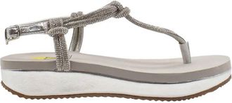 Volatile Womens Calypso Rhinestone Thong Sandal In Silver Sparkle