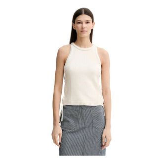 Sessun Mouwloze gebreide top - Dames - Tops - Beige - Maat: M Katoen