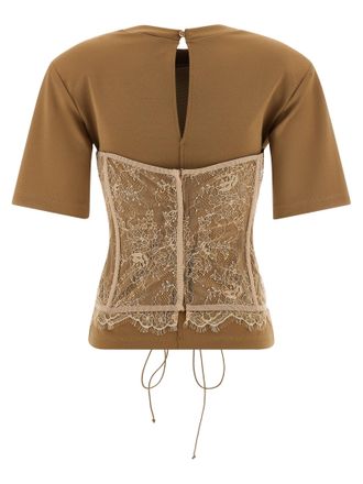 Giuseppe Di Morabito Lace-Appliqu&eacute; Viscose T-Shirt - Brown