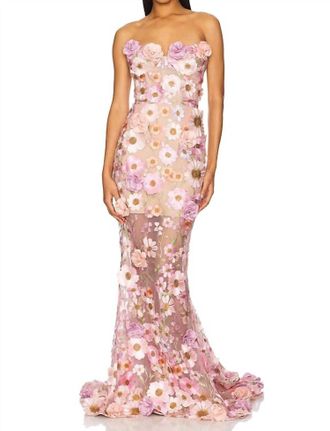 Bronx and Banco Jasmine Gown In Pastel Pink Multi
