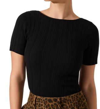 Astr Nikola Ribbed Top In Black