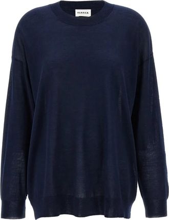 P.A.R.O.S.H. Blauwe Gebreide Top - Dames - Ronde hals truien - Blauw - L - Truien & Vesten