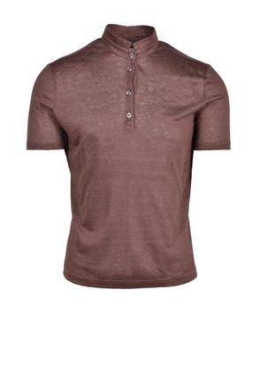 Ambrosio Brown Serafino Linen Polo