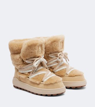 Bogner Chamonix shearling and suede snow boots