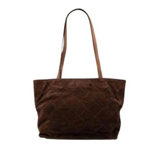 Bottega Veneta Pre-owned Tote Bags, female, Brown, Size: ONE SIZE Pre-owned Woven Suede Tote