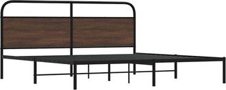 vidaXL Estructura de cama sin colchón metal roble marrón 200x200 cm Vidaxl