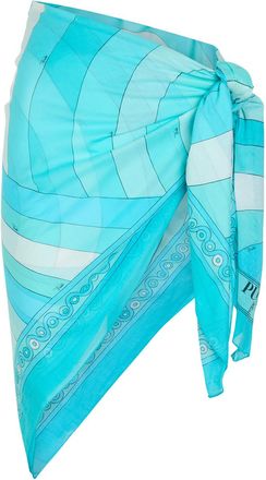 Pucci Printed Cotton Sarong - Turquoise - One Size