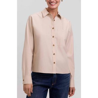 Foxcroft Jodie Cotton Button-Up Shirt in Light Khaki Beige at Nordstrom, Size X-Small