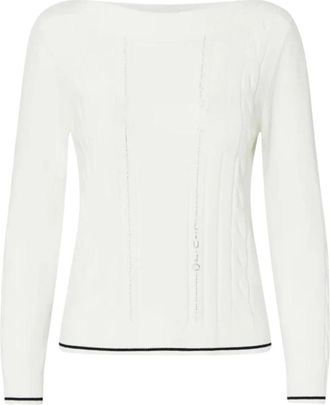 Liu Jo ECS Maglia Chiusa - Dames - Ronde hals truien - Wit - M - Polyester - Truien & Vesten