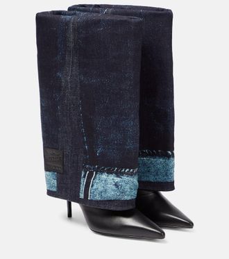 Jimmy Choo London x Jean Paul Gaultier - Stivali in pelle e denim