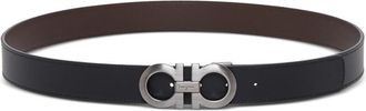 Ferragamo Black Solid Reversible Gancini Belt