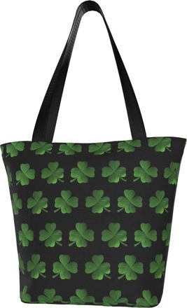 AOOEDM Saint PatrickS Day Clover Reusable Tote Bag Women Casual Handbag Shoulder Bags for Shopping Groceries Travel Outdoors