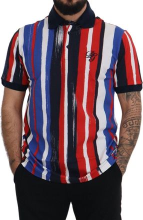 Dolce & Gabbana Mens Multicolor Cotton Polo Top T-Shirt
