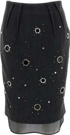 Des_Phemmes DES Phemmes - Gelaagde Kokerrok - Dames - Rokken - Grijs - Maat: XS Leer