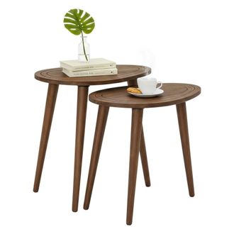 Dmora Dmora - Mesa De Caf&eacute; Azha, Mesa De Centro Baja, Revistero Para Sof&aacute;, Estante De La Sala De Estar, 50x33h52 Cm, Nuez, Con Embalaje Reforzado