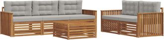 vidaXL Conjunto De Sof&aacute;s De Exterior 6 Uds. Natural Y Gris Claro Vidaxl