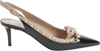 Valentino Pumps, female, Black, Size: 7 US Rockstud Bow Slingback Pump