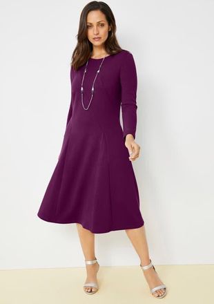 Jessica London Long Sleeve Stretch Ponte Dress in Dark Berry at Nordstrom, Size 18