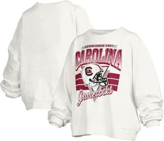 Pressbox Womens Pressbox White South Carolina Gamecocks Janice Retro Logo Oversized Pullover Sweatshirt at Nordstrom, Size Xx-Large