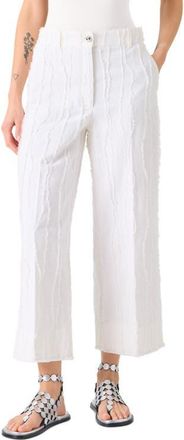 Akris Chiara Cotton Fil Coup&eacute; Crop Wide Leg Jeans in Cream at Nordstrom, Size 10