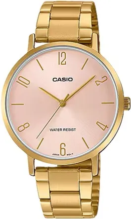 Casio Womens Pink Dial Gold Tone Stainless Steel Bracelet Watch - LTP-VT01G-4BUDF