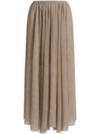 Alberta Ferretti Flowing Gathered Midi Skirt with Elastic Waistband
