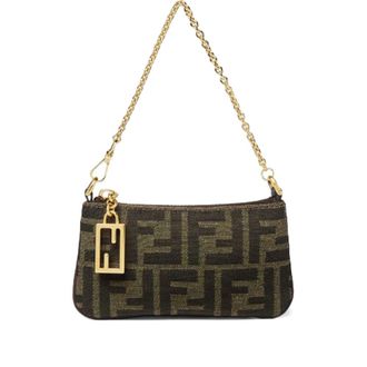 Fendi Mini Baguette Jacquard Chain Pouch