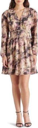 Steve Madden Fiora Smocked Waist Long Sleeve Minidress in Autumn Mauve at Nordstrom Rack, Size X-Small