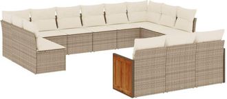 vidaXL Set Sof&aacute;s De Jard&iacute;n Con Cojines 13 Pzas Rat&aacute;n Sint&eacute;tico Beige Vidaxl