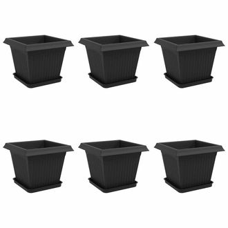 vidaXL Macetas 6 Pcs Negro 33 X 33 X 26 Cm Pl&aacute;stico Vidaxl