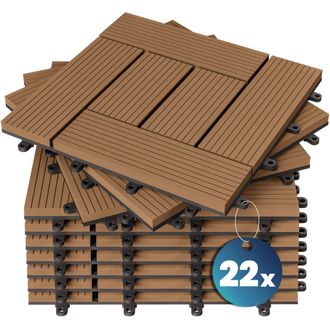 Deuba Piastrelle Da Giardino In Wpc Mattonelle 30x30cm Sauna Patio Terrazza Esterno 22x Mosaico Terracotta
