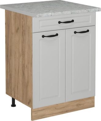Vicco Mueble Bajo De Cocina R-line, Blanco Casa De Campo, 60 Cm Et M&aacute;rmol