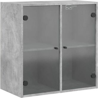 vidaXL Mueble de pared puertas de vidrio gris hormigón 68x37x68,5 cm Vidaxl