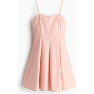 H&M Flared-skirt Poplin Dress in Light Pink at Nordstrom, Size Xx-Small