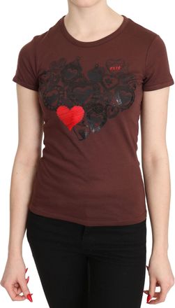 Exte Hearts Printed Round Neck T-shirt Womens Top