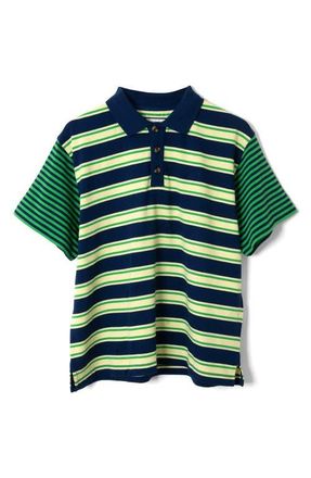 Damson Madder Zia Mix Stripe Rugby Polo in Green Multi at Nordstrom, Size 10 Us