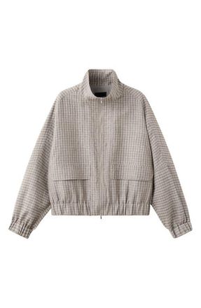 Mango Check Bomber Jacket in Light/Pastel Grey at Nordstrom, Size X-Large