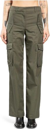 Burberry Check Trim Gabardine Cargo Broek - Dames - Straight fit broeken - Groen - 2XS - Katoen - Broeken