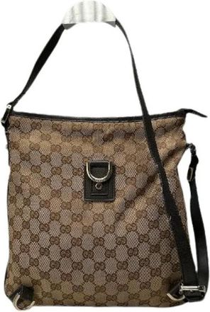 Gucci Pre-owned Cross Body Bags, female, Beige, Size: ONE SIZE Pre-owned Cotton Crossbody Bag