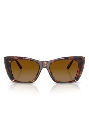 Michael Kors Tokyo 53mm Polarized Gradient Square Sunglasses in Luggage Tortoise /Brown at Nordstrom