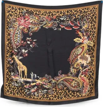 Etro Accessoires, Dames, Bruin, ONE Size, Printed Silk Foulard