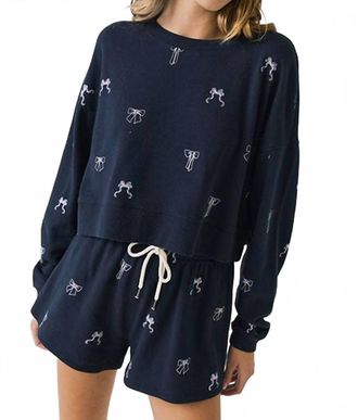 Chaser Tossed Bows Sweatshirt In Navy