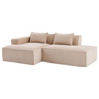 Urban Meuble Sof&aacute; rinconera de 3 plazas de pana beige dise&ntilde;o panor&aacute;mico